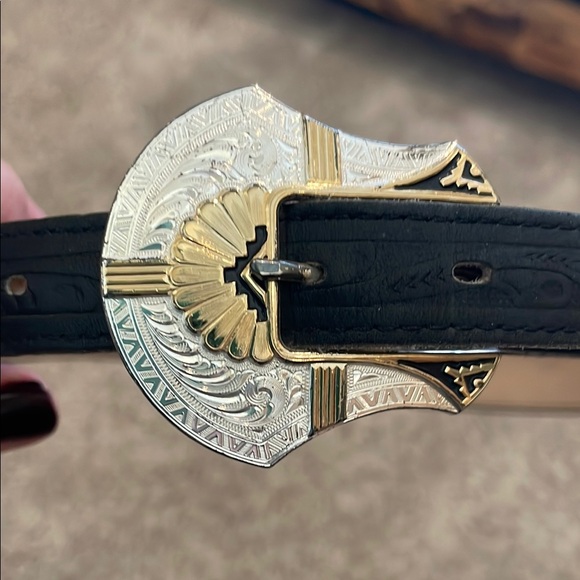 Black, Silver and Gold Western Belt - Picture 2 of 5